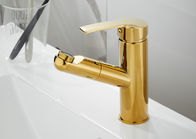 Single Hole Golden 360 Degree Pull Out Sink Faucet With Sprayer