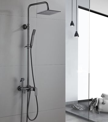 Gray Colorbrass Chrome Rain Shower Mixer Faucet Set With Hand Shower