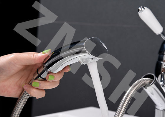 Electroplate Hot Cold Pull Out Sink Faucet Kitchen Tap