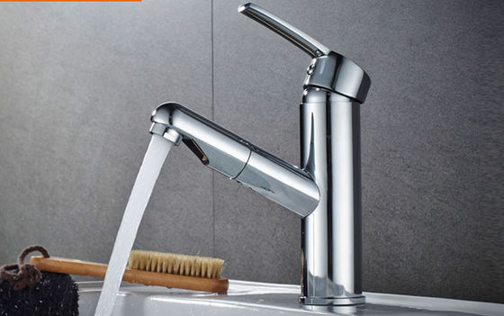 Single Hole Electroplate Washbasin Pull Out Sink Faucet