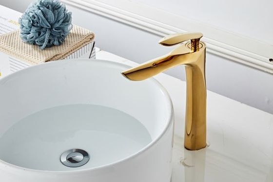 Electroplate ODM Tall Body Golden Wash Basin Faucet