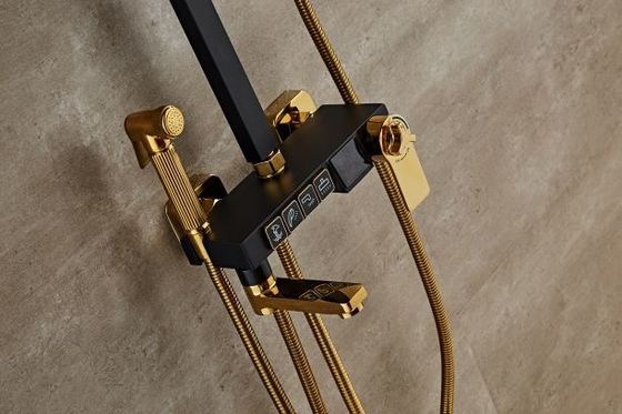 Black Golden Copper 314SUS Intelligent Shower Faucet With Button