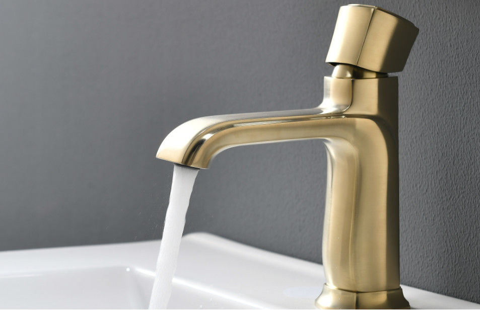 Golden Brass Hotel SUS Brushed Brass Bathroom Faucet